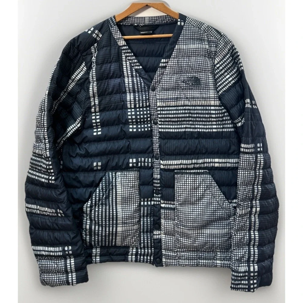 RARE Mens THE NORTH FACE Down Quilted Puffer Cardigan Men's Snap Jacket NF0A2TAJ